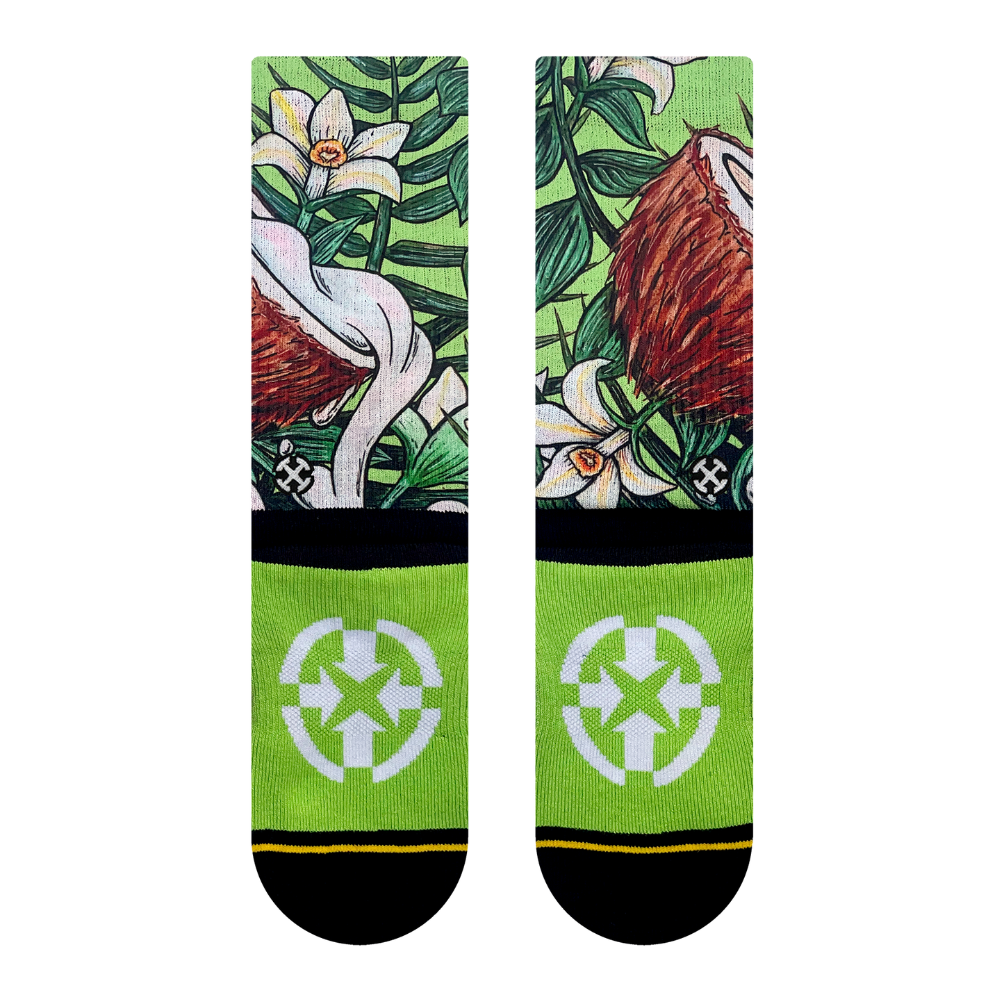 Coconut Crew Socks with Art by Kaia Myall