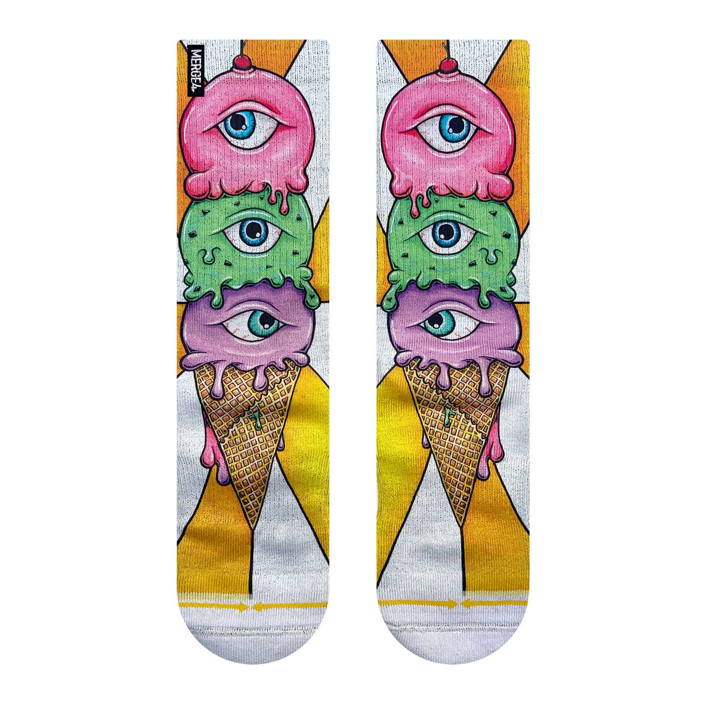 Eyes Cream Crew Socks with Art by Kaia Myall