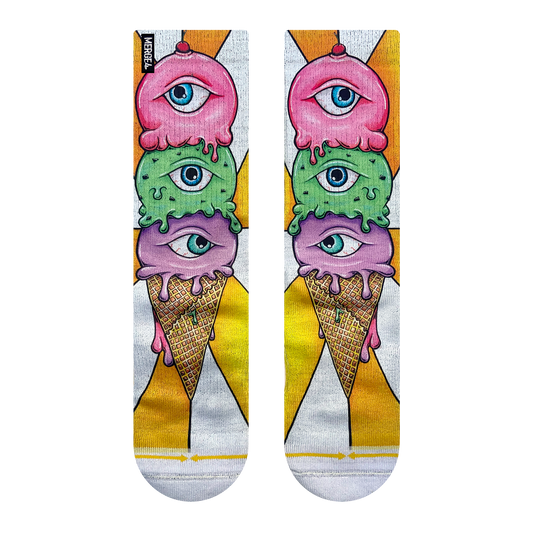 Eyes Cream Crew Socks with Art by Kaia Myall