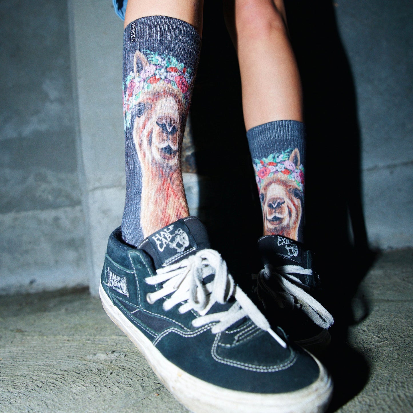 Alpaca Farm Animal Crew Socks With Art By Lee Keller