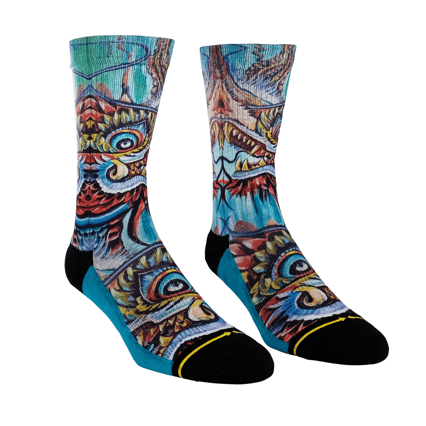 Dragon Tattoo Style Crew Socks With Art By Mike Espinosa