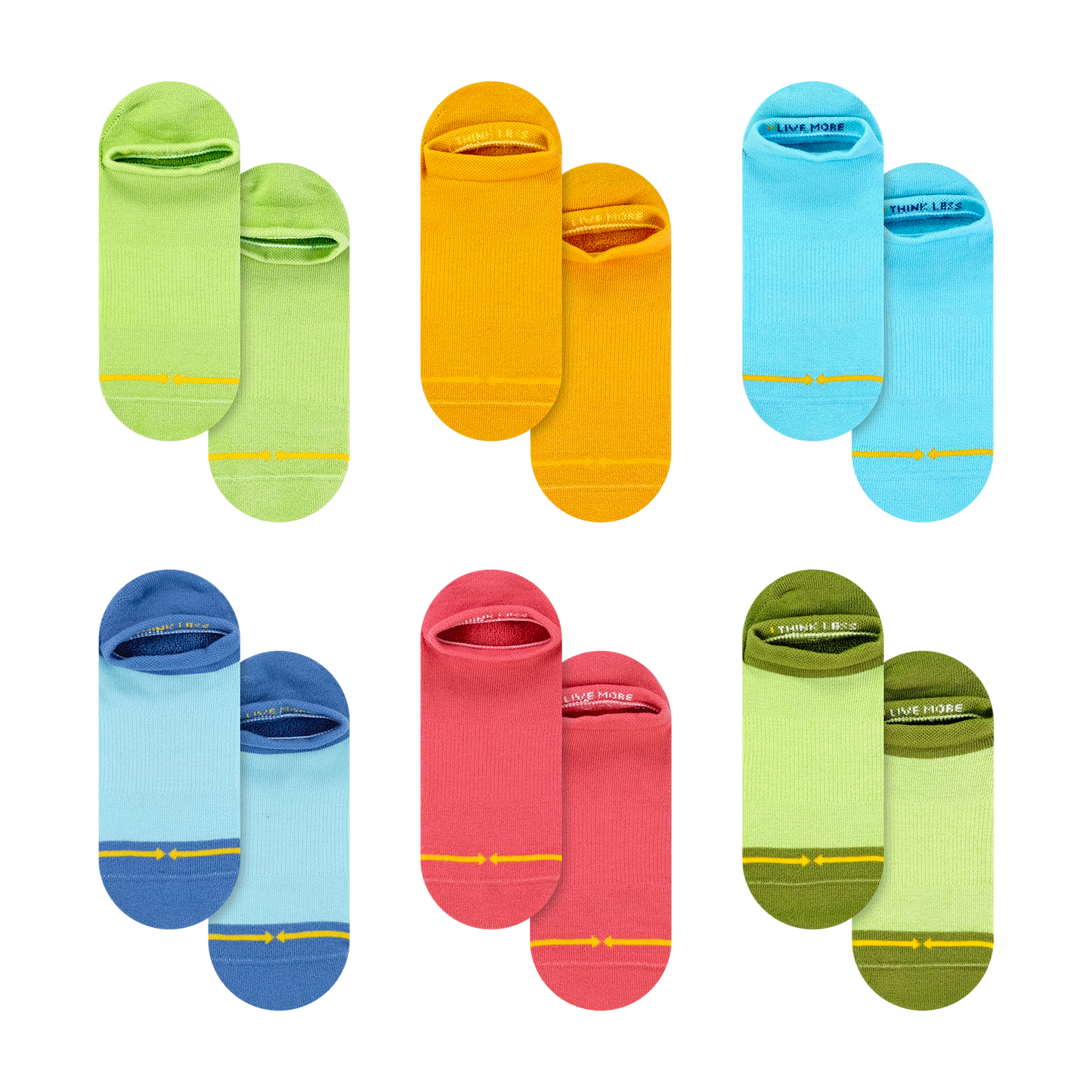 Rainbow Organic Cotton No Show Socks 6-Pack
