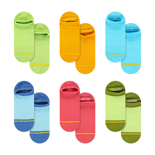 Rainbow Organic Cotton No Show Socks 6-Pack