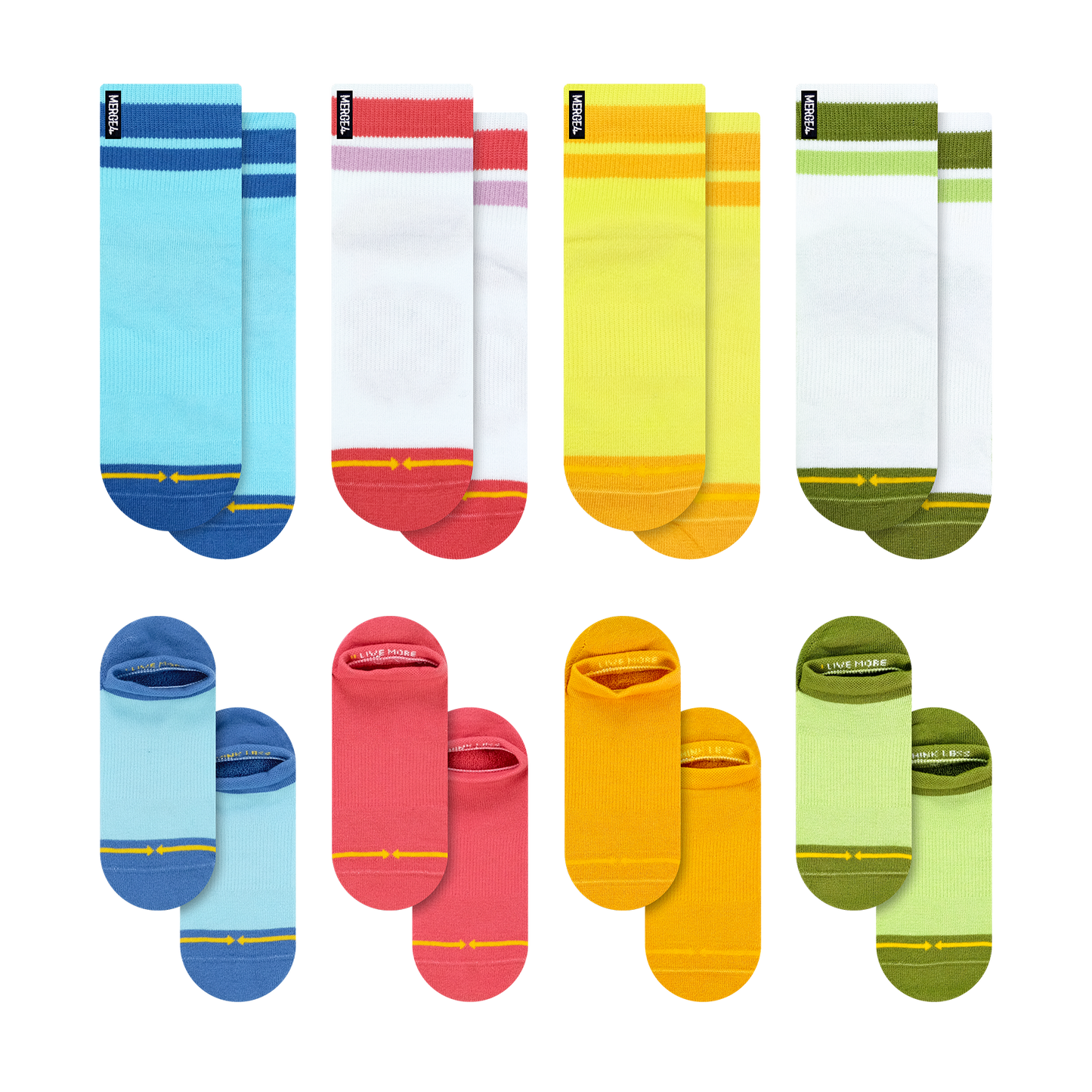 Organic Cotton Color Block Combo Socks 8-Pack