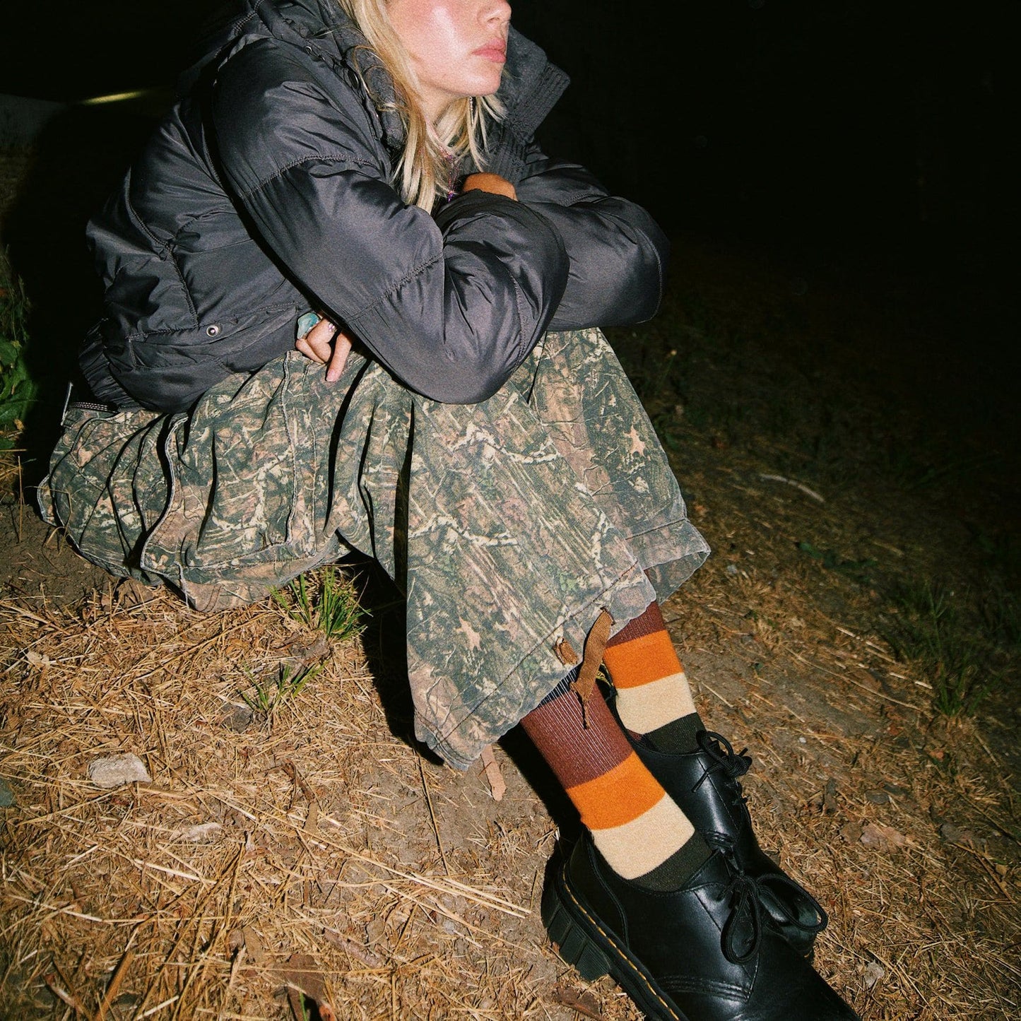 Spidey Brown Bamboo Stripes Crew Sock