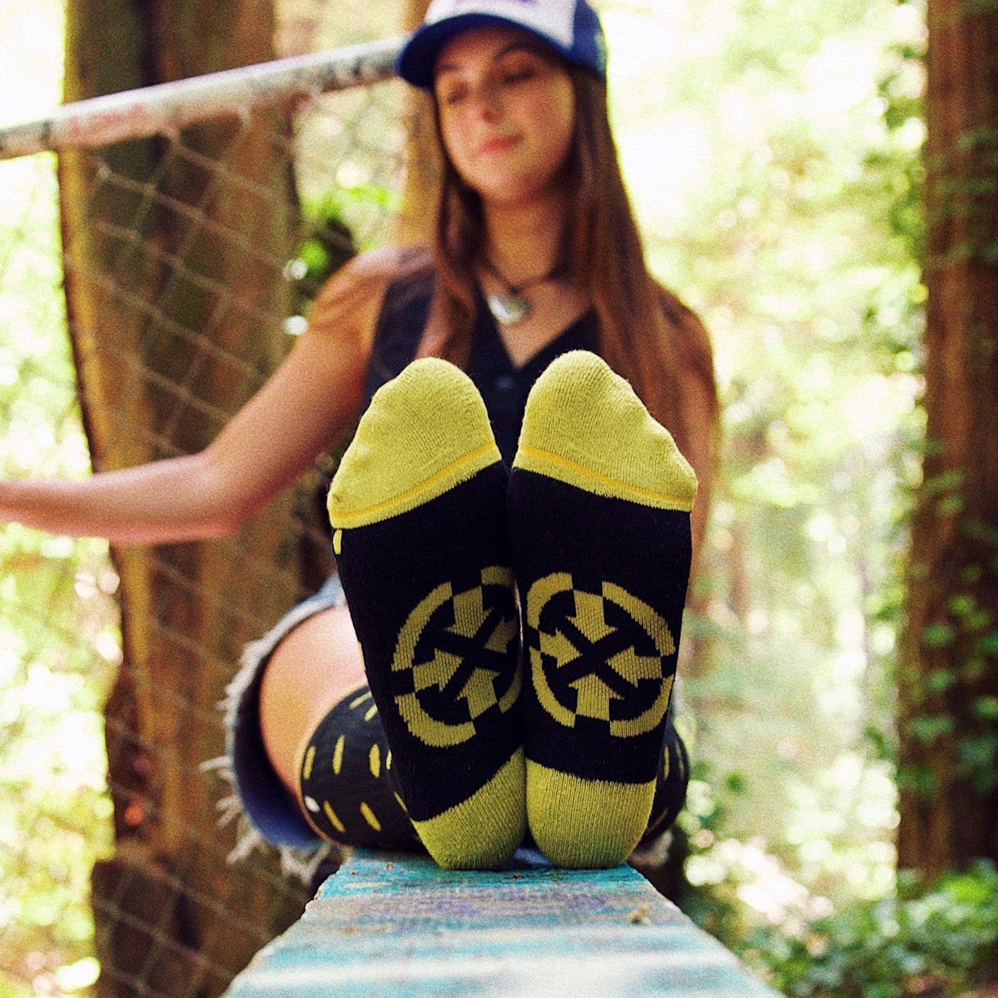 Bamboo Blend Black and Gold Polka Dots Crew Socks - by Spidey DeMontrond