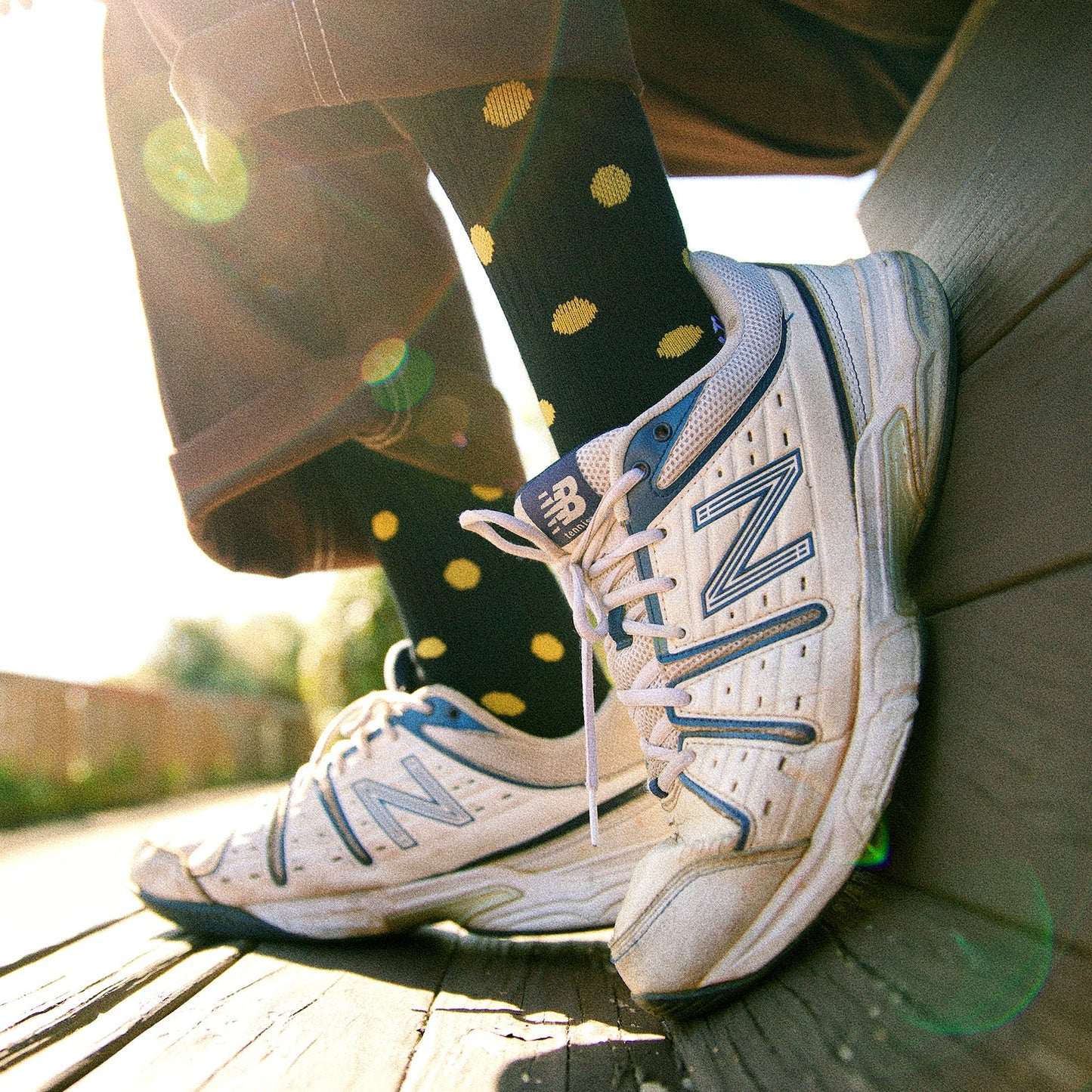 Bamboo Blend Black and Gold Polka Dots Crew Socks - by Spidey DeMontrond