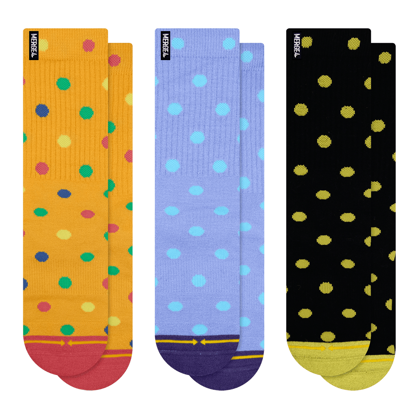 Bamboo Polka Dot Crew Socks 3 Pack -  by Spidey DeMontrond