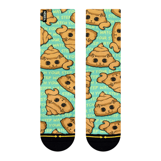 Poo Cat Crew Socks Art By Chump Magic