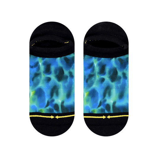 Turquoise Water Color No Show Sock With Art By Daniel Jean-Baptiste