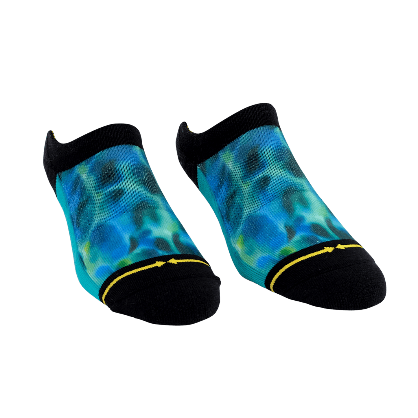 Turquoise Water Color No Show Sock With Art By Daniel Jean-Baptiste