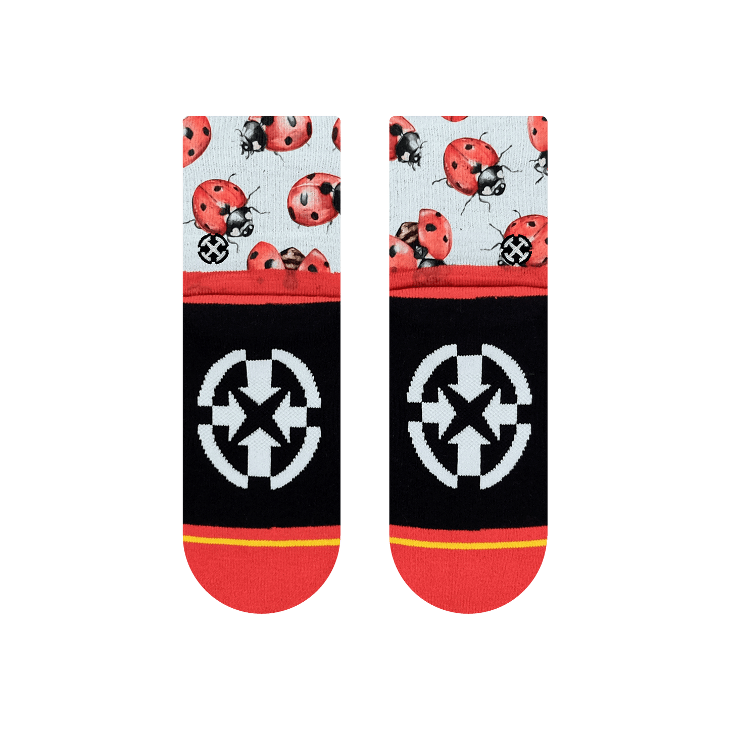 Lady Bugs Quarter Crew Socks with Art by Hanna Minck