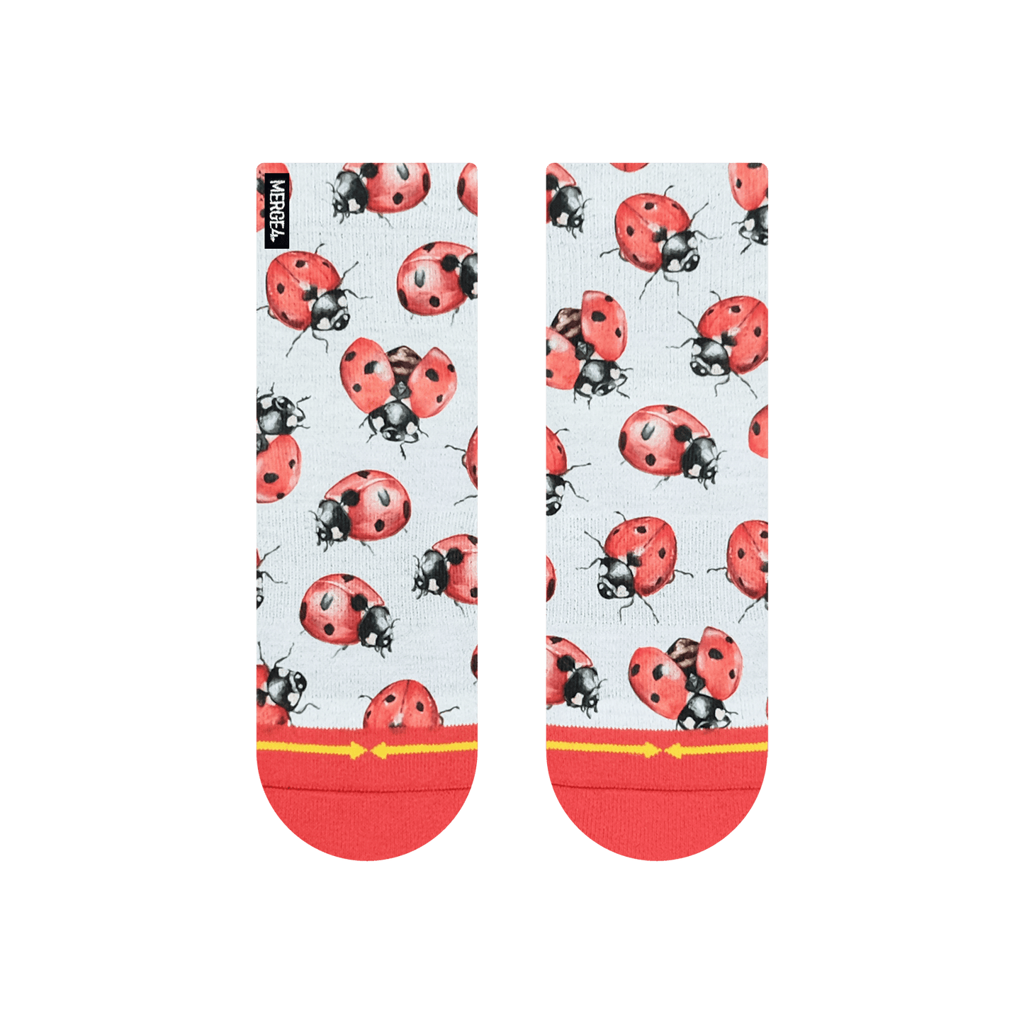 Lady Bugs Quarter Crew Socks with Art by Hanna Minck