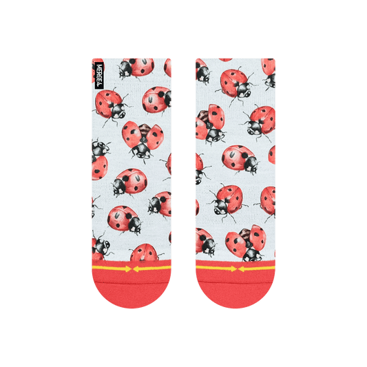 Lady Bugs Quarter Crew Socks with Art by Hanna Minck