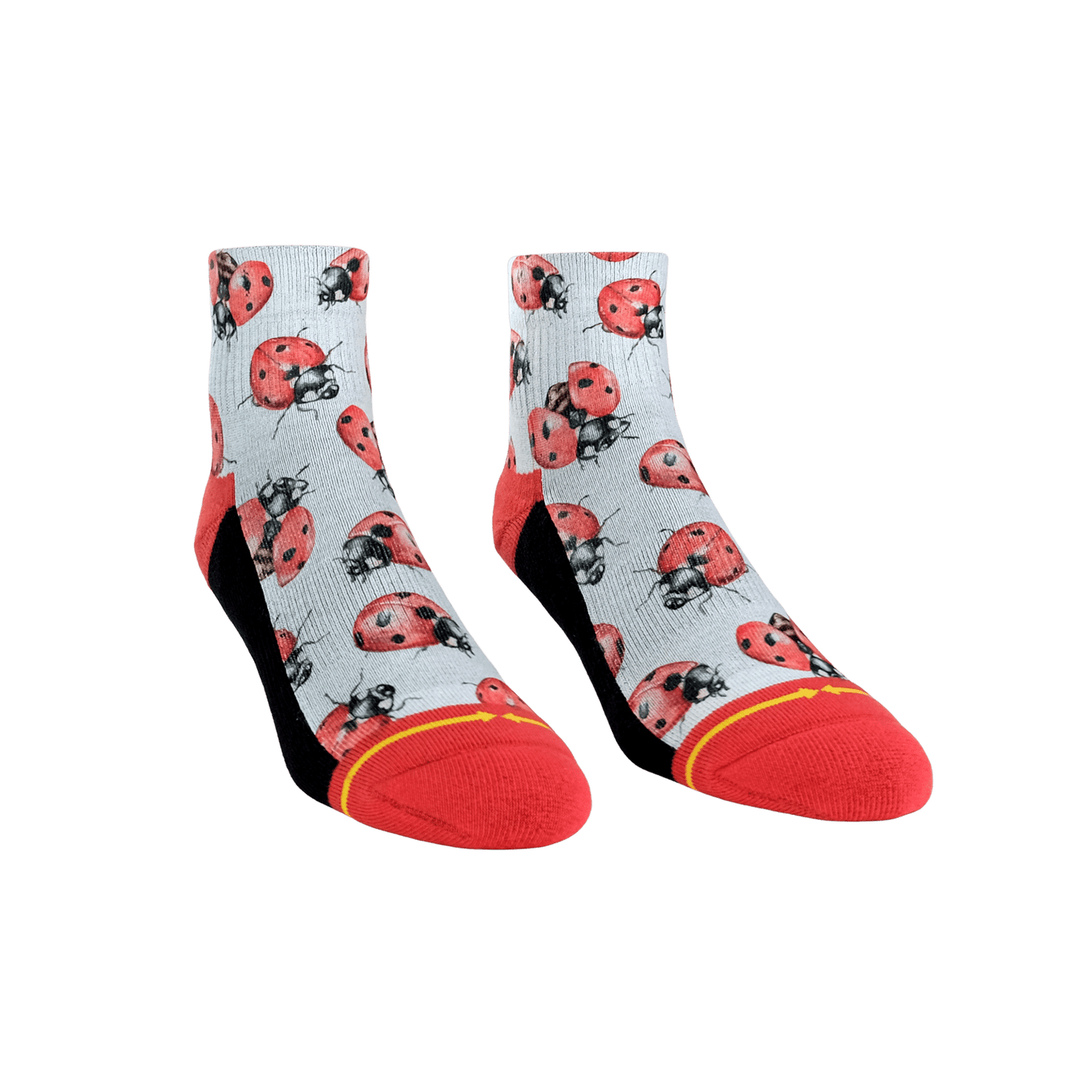 Lady Bugs Quarter Crew Socks with Art by Hanna Minck
