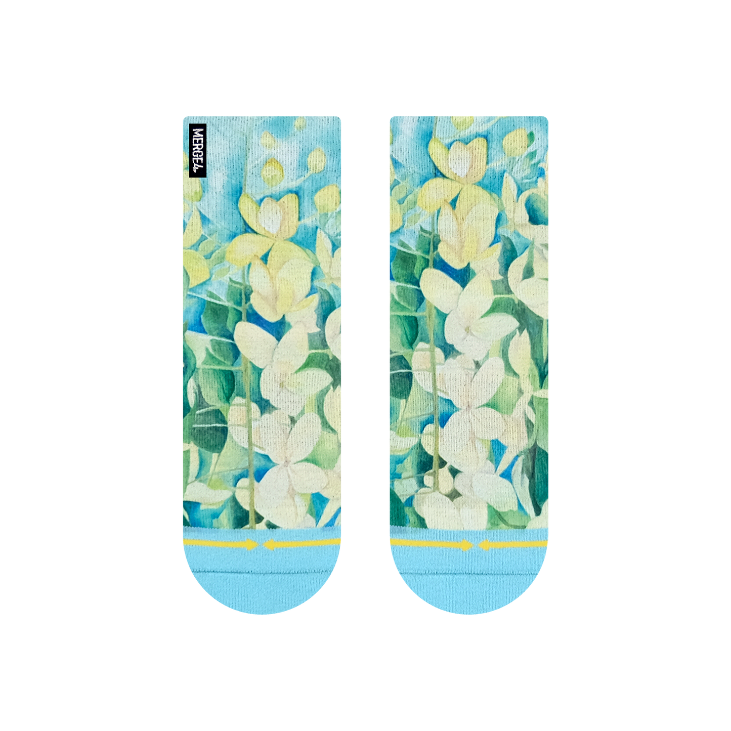 Cassia Flowers Quarter Crew Socks With Art By Maia Negre