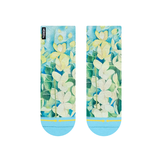 Cassia Flowers Quarter Crew Socks With Art By Maia Negre