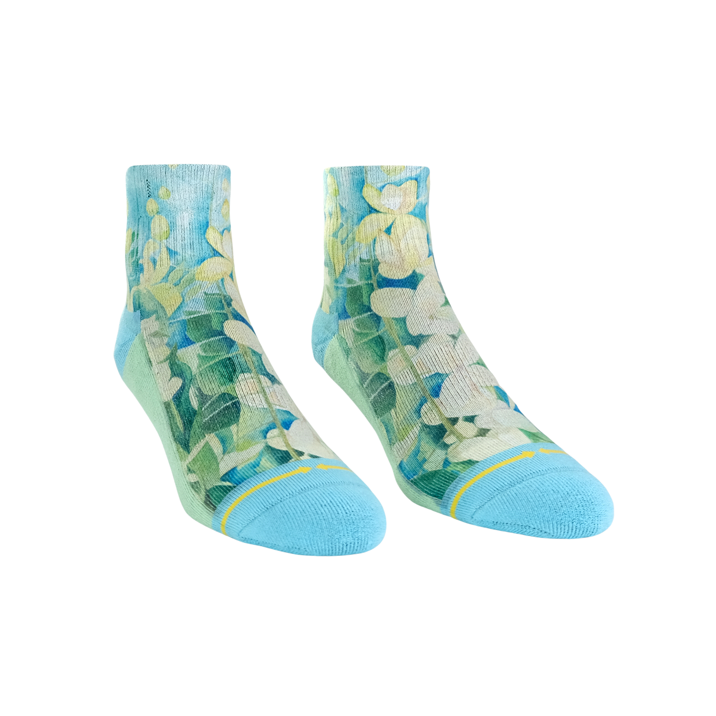 Cassia Flowers Quarter Crew Socks With Art By Maia Negre