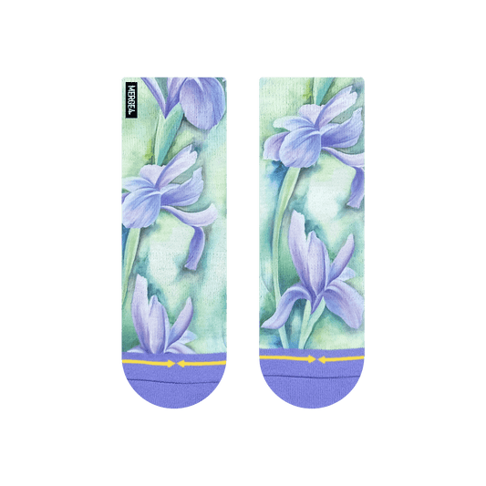 Irises Women's Quarter Crew Socks With Art By Maia Negre