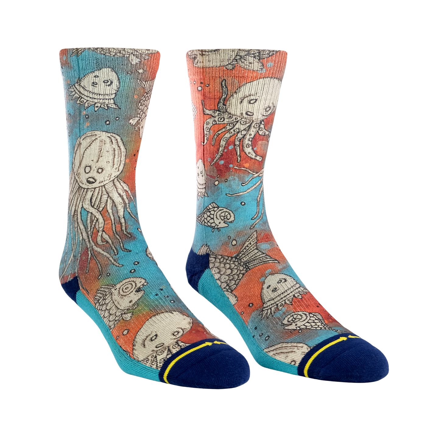 Artful Oceans Creatures Crew Socks With Art By Bad Otis Link