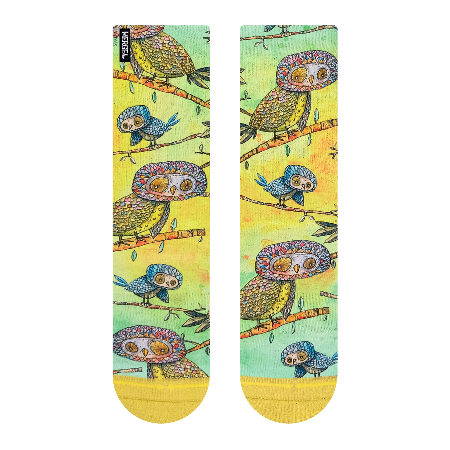 Owls Animal Crew Socks With Art By Bad Otis Link