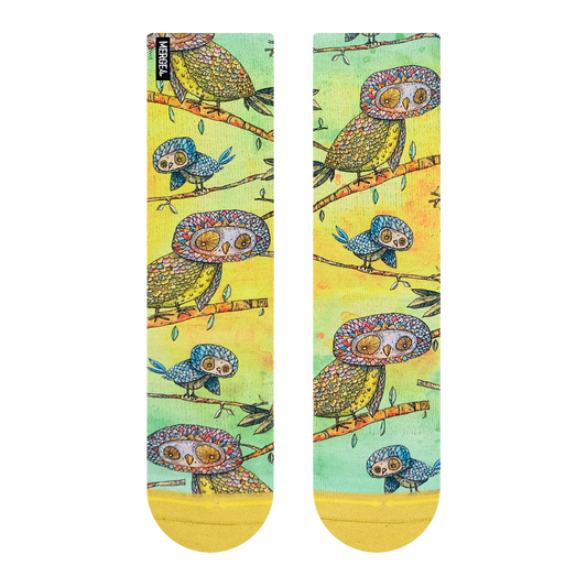 Owls Animal Crew Socks With Art By Bad Otis Link