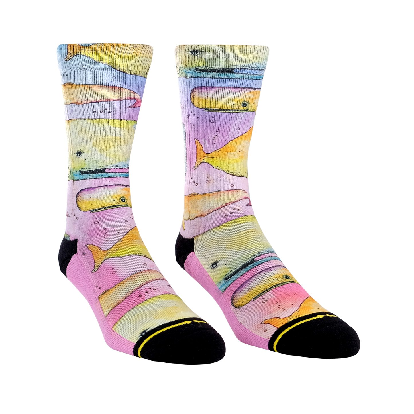 Whale Watercolor Crew Socks With Art By Bad Otis Link