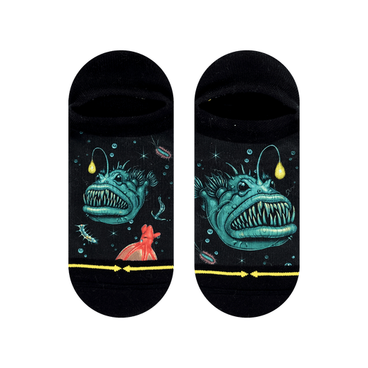 Angler Fish No Show Socks With Art From Umijoo