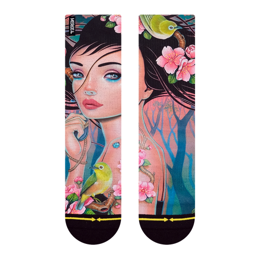 Cherry Lane Crew Socks With Art By Caia Koopman