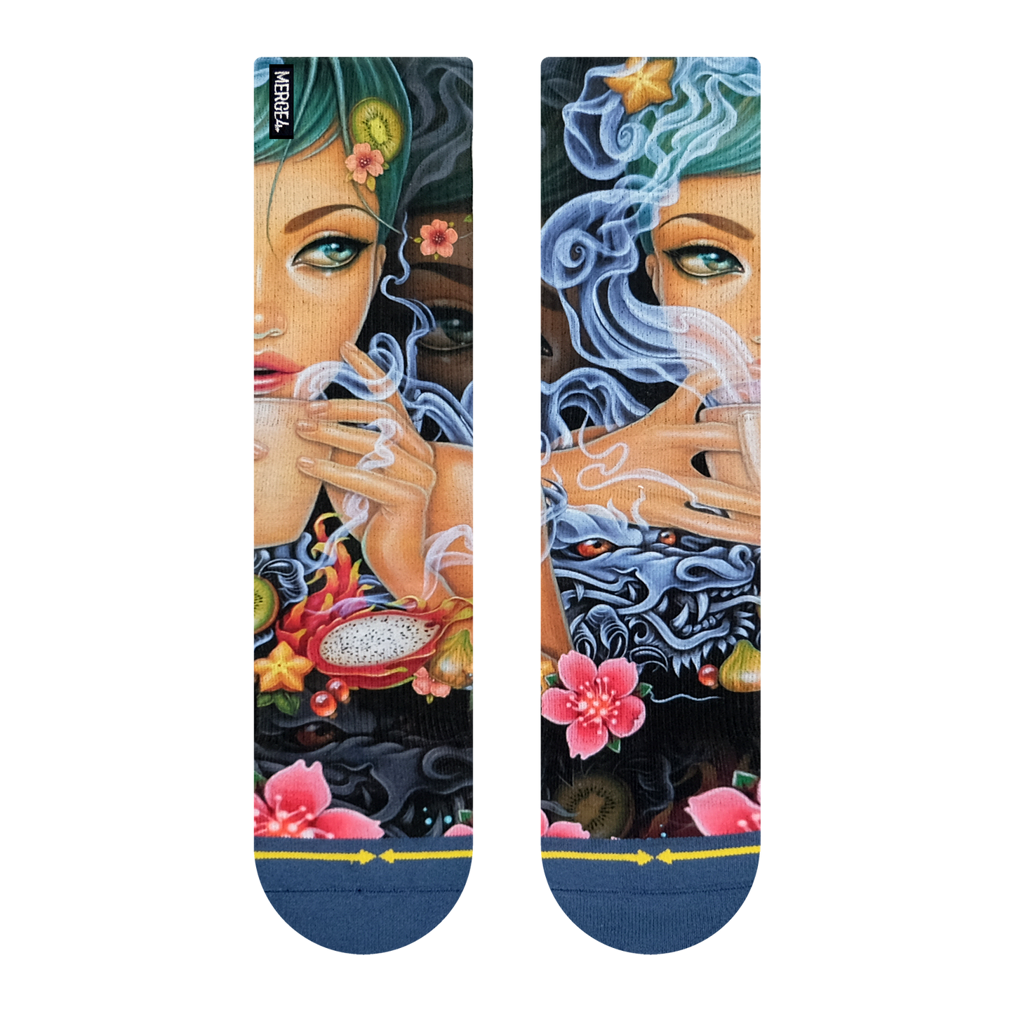 Dragon Tea Crew Socks With Art By Caia Koopman