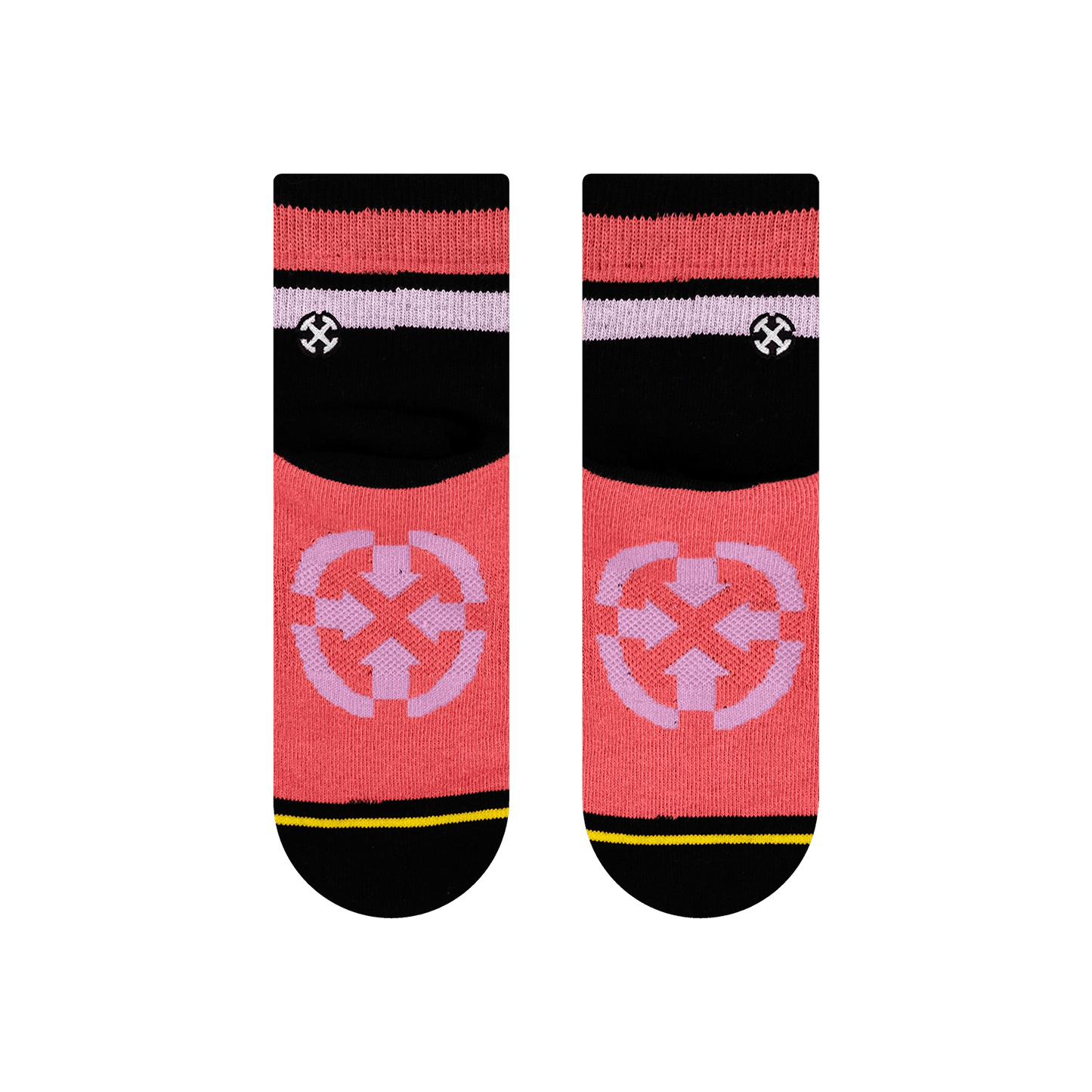 Organic Cotton Black/Pink Quarter Crew Sock