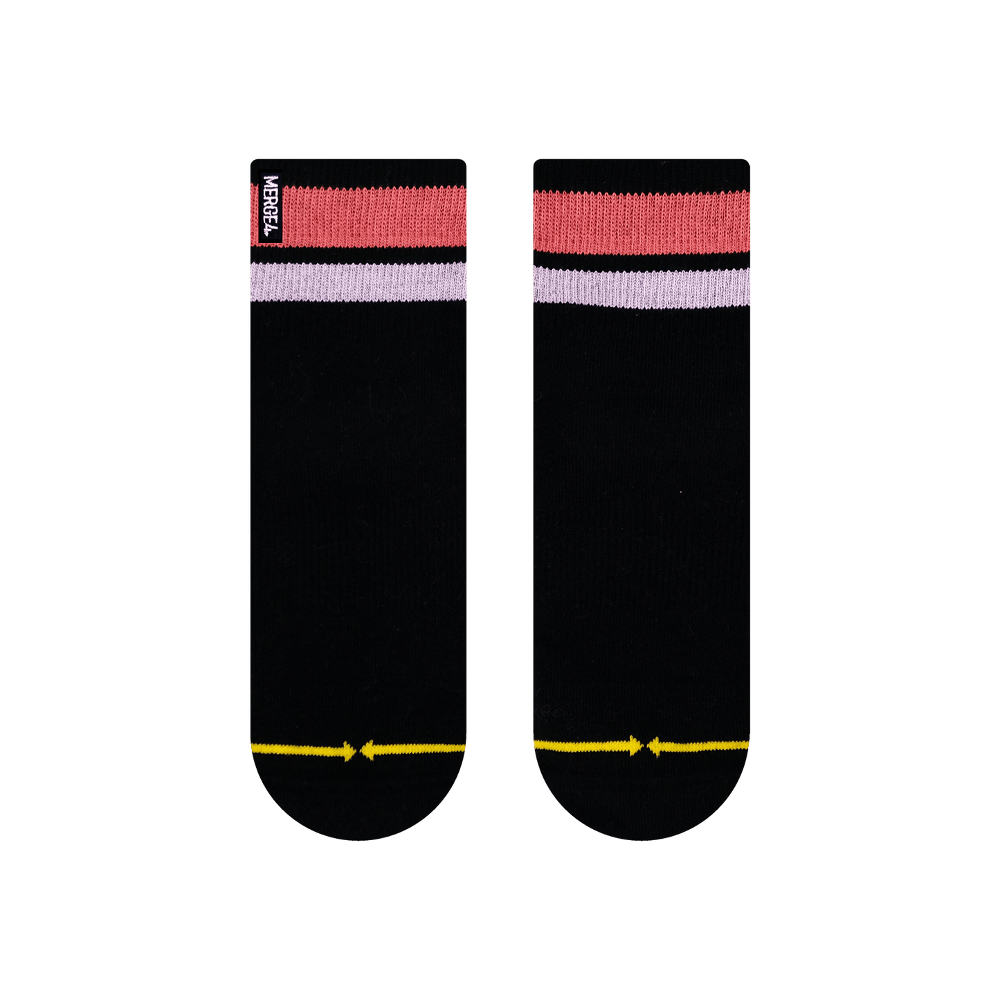 Organic Cotton Black/Pink Quarter Crew Sock