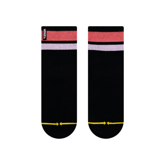 Organic Cotton Black/Pink Quarter Crew Sock