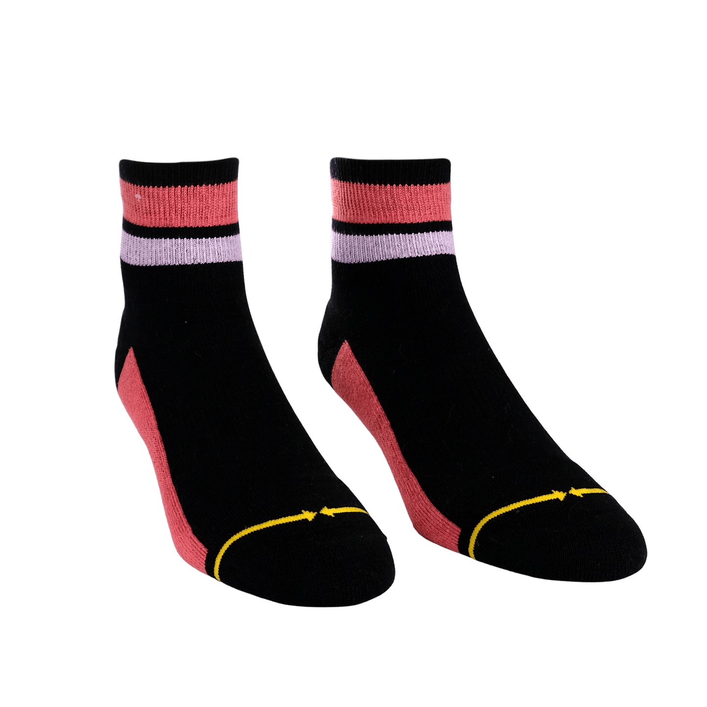Organic Cotton Black/Pink Quarter Crew Sock