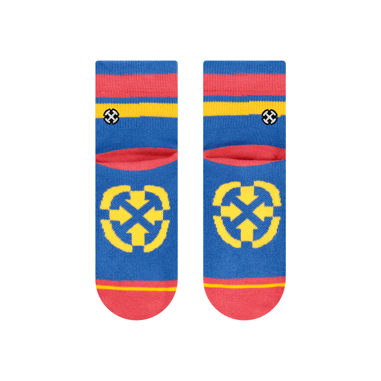 Organic Cotton Blue/Coral Quarter Crew Sock