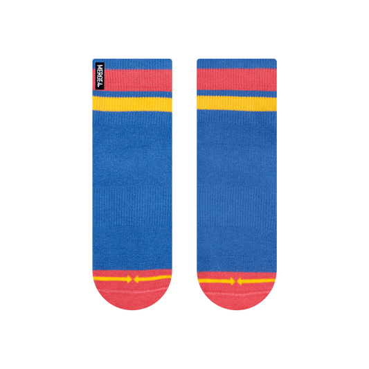 Organic Cotton Blue/Coral Quarter Crew Sock