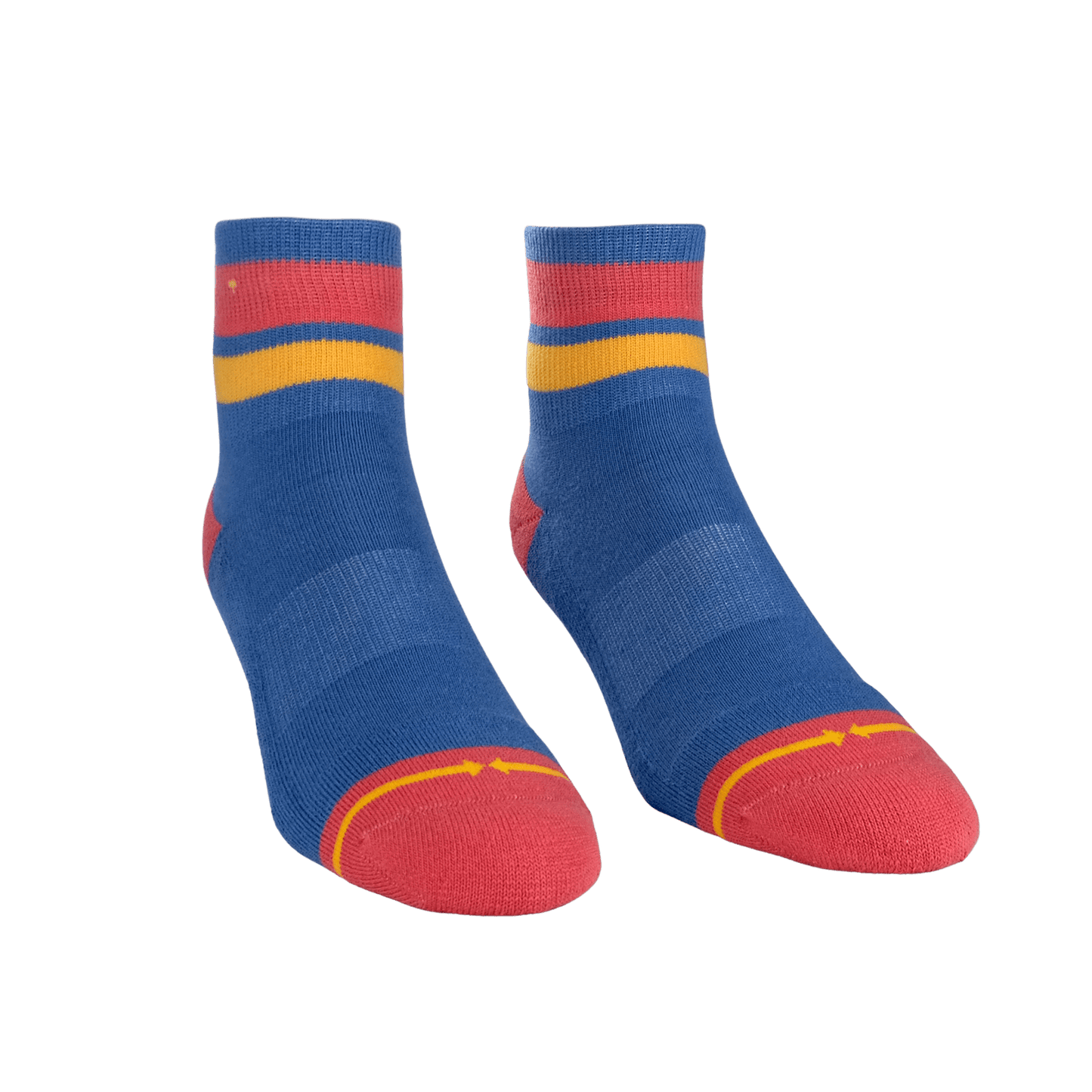 Organic Cotton Blue/Coral Quarter Crew Sock