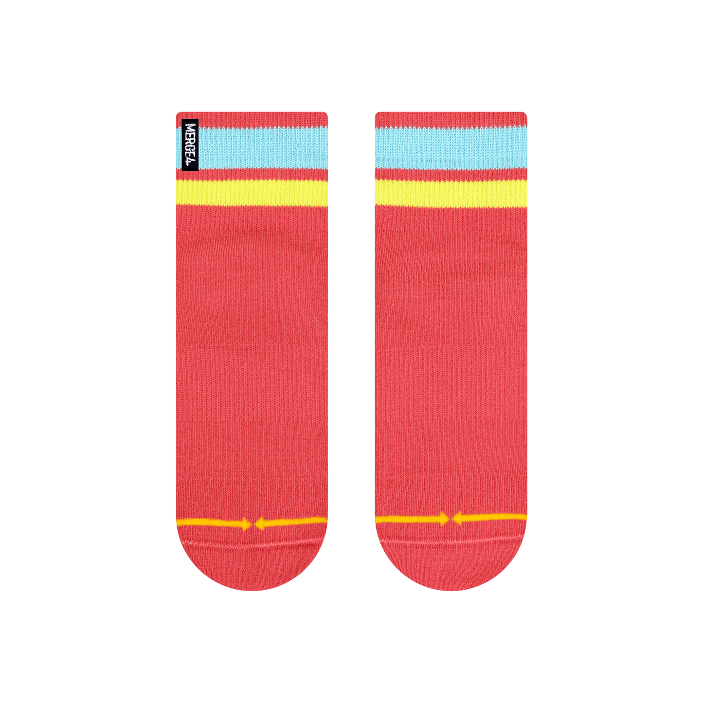 Organic Cotton Coral/Sky Quarter Crew Socks