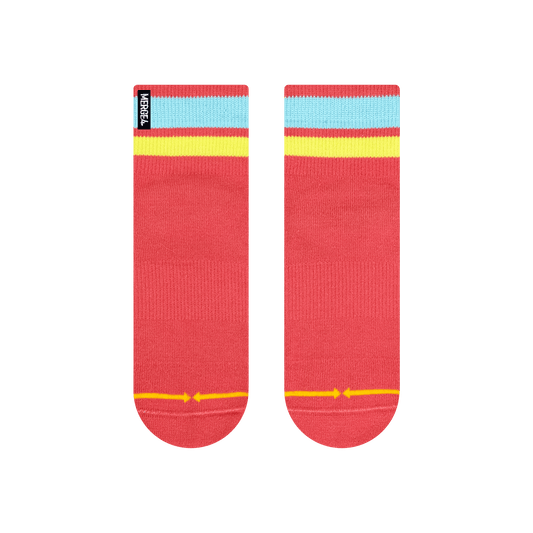Organic Cotton Coral/Sky Quarter Crew Socks