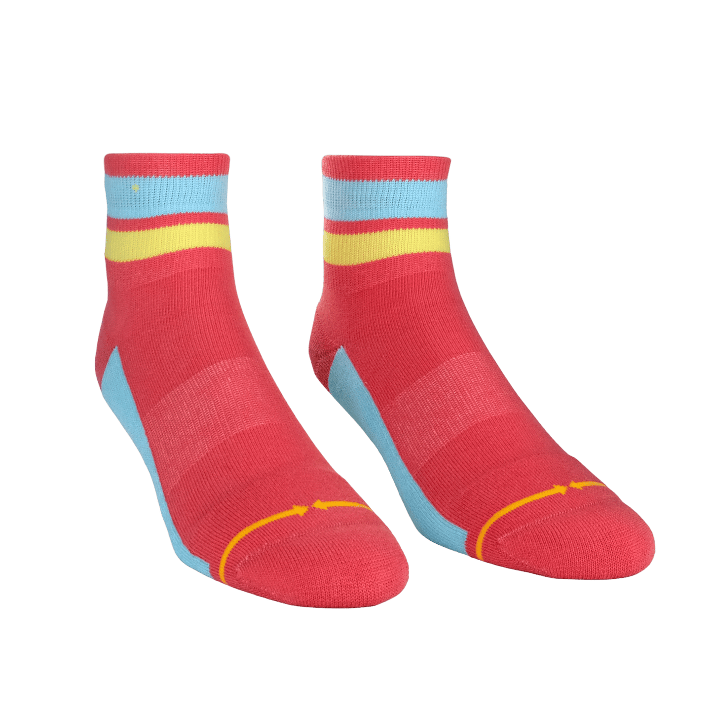 Organic Cotton Coral/Sky Quarter Crew Socks