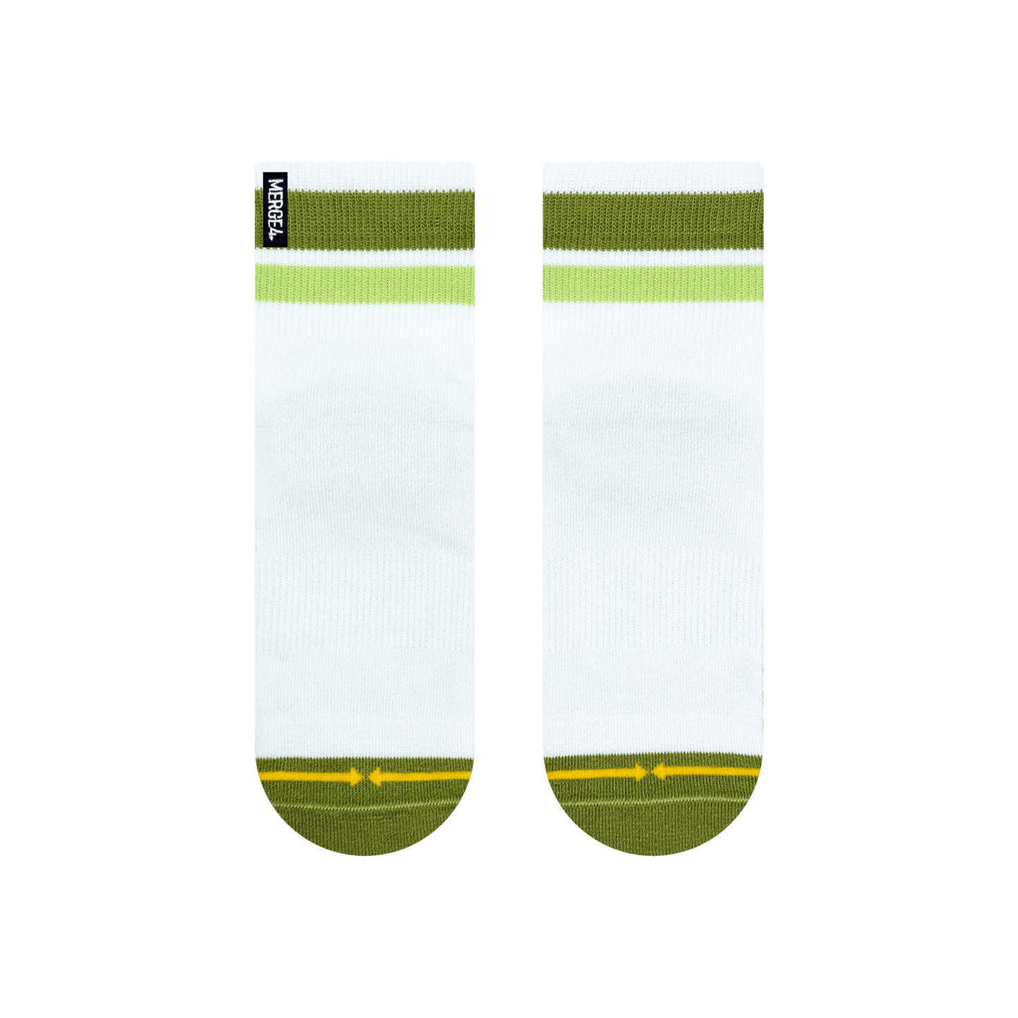Organic Cotton White/Olive Quarter Crew Socks