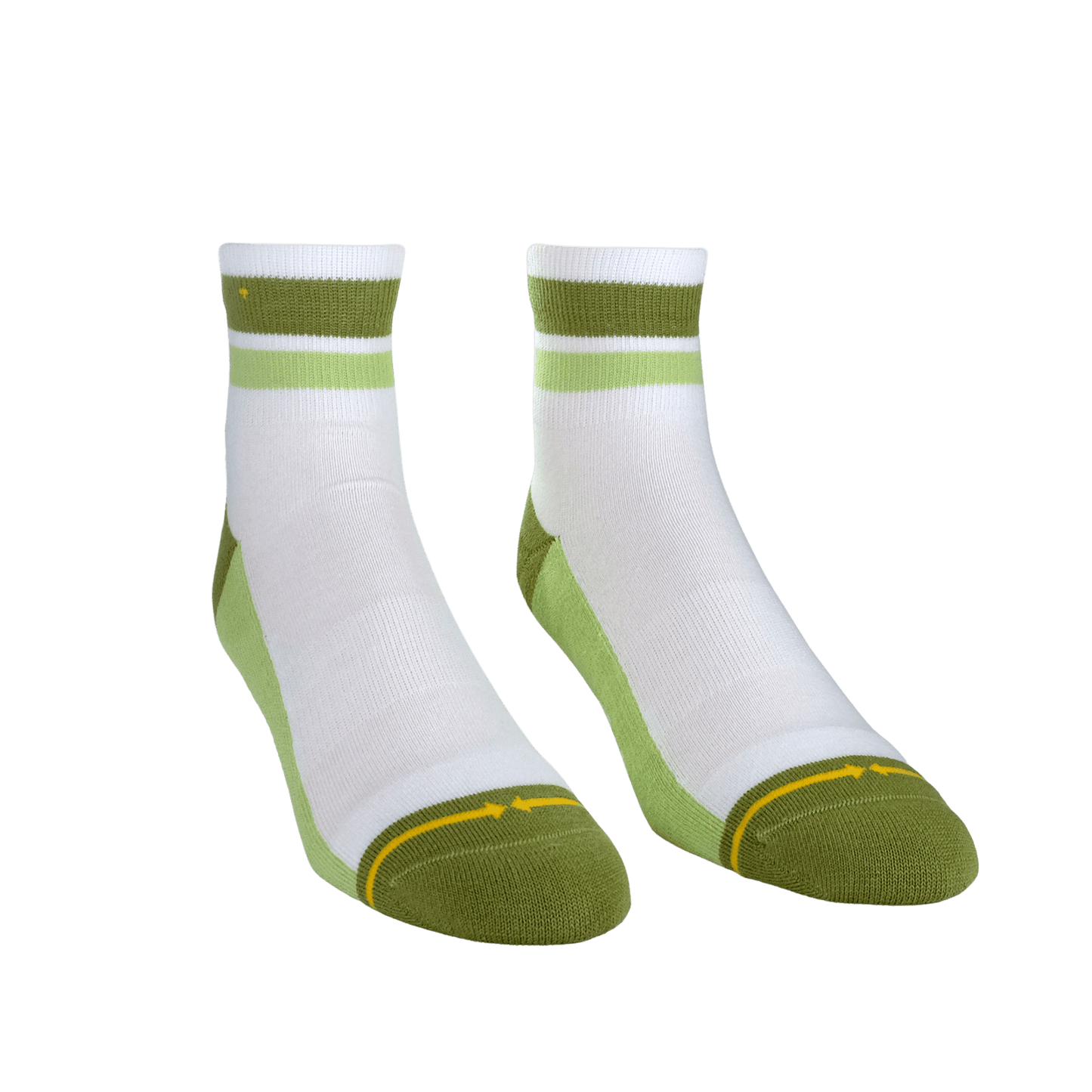 Organic Cotton White/Olive Quarter Crew Socks