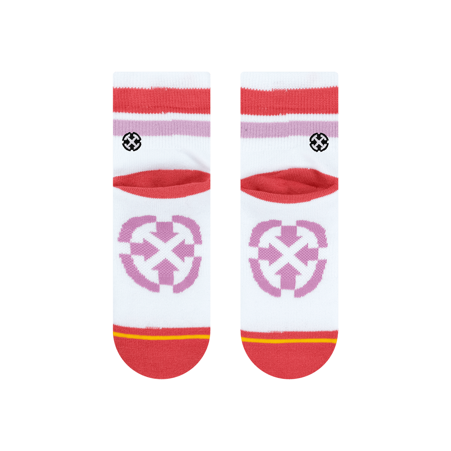 Organic Cotton White/Pink Quarter Crew Sock