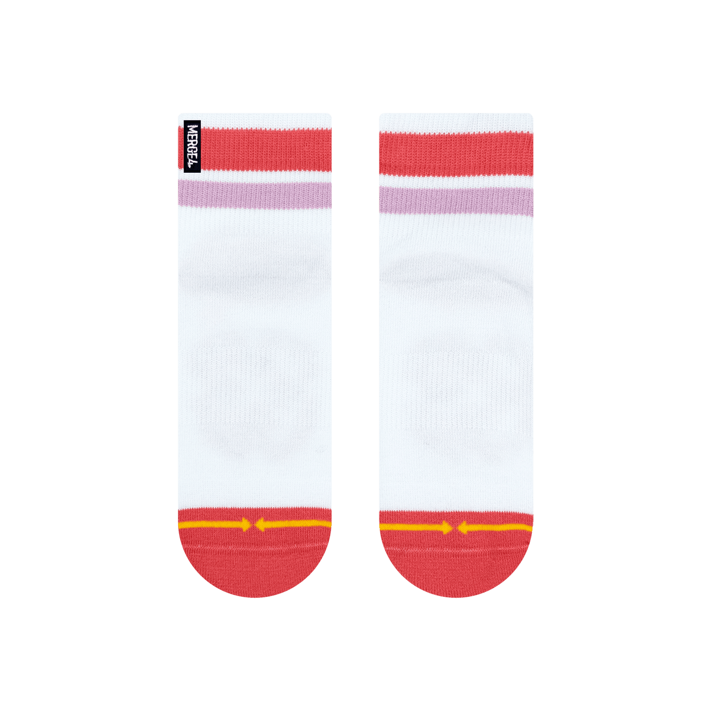 Organic Cotton White/Pink Quarter Crew Sock