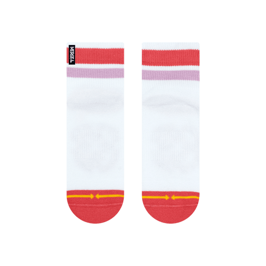 Organic Cotton White/Pink Quarter Crew Sock