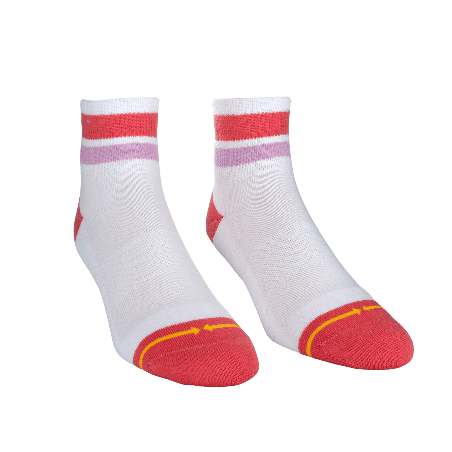 Organic Cotton White/Pink Quarter Crew Sock