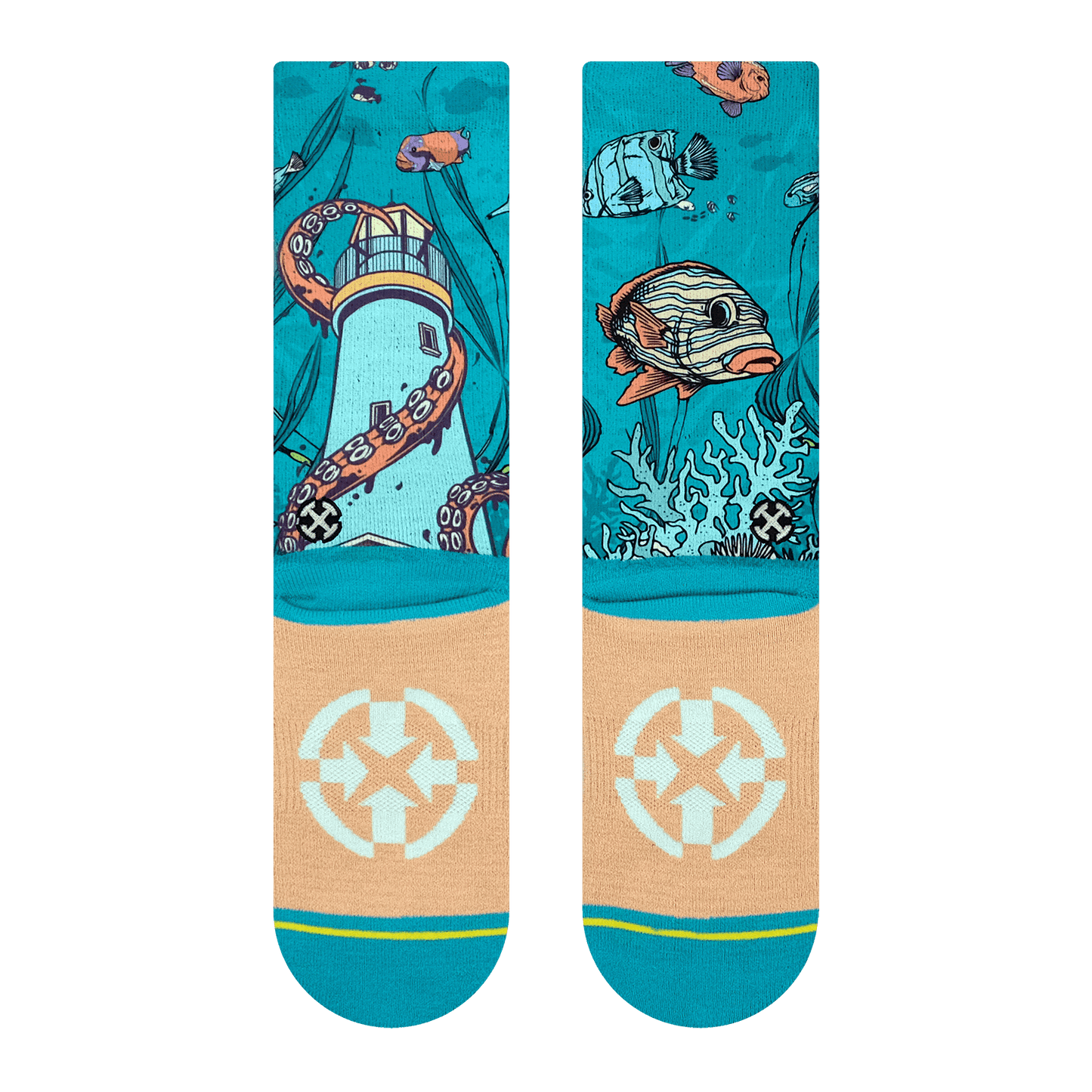PangeaSeed Sea Walls Crew MERGE4 Socks With Art By Taylor Reinhold