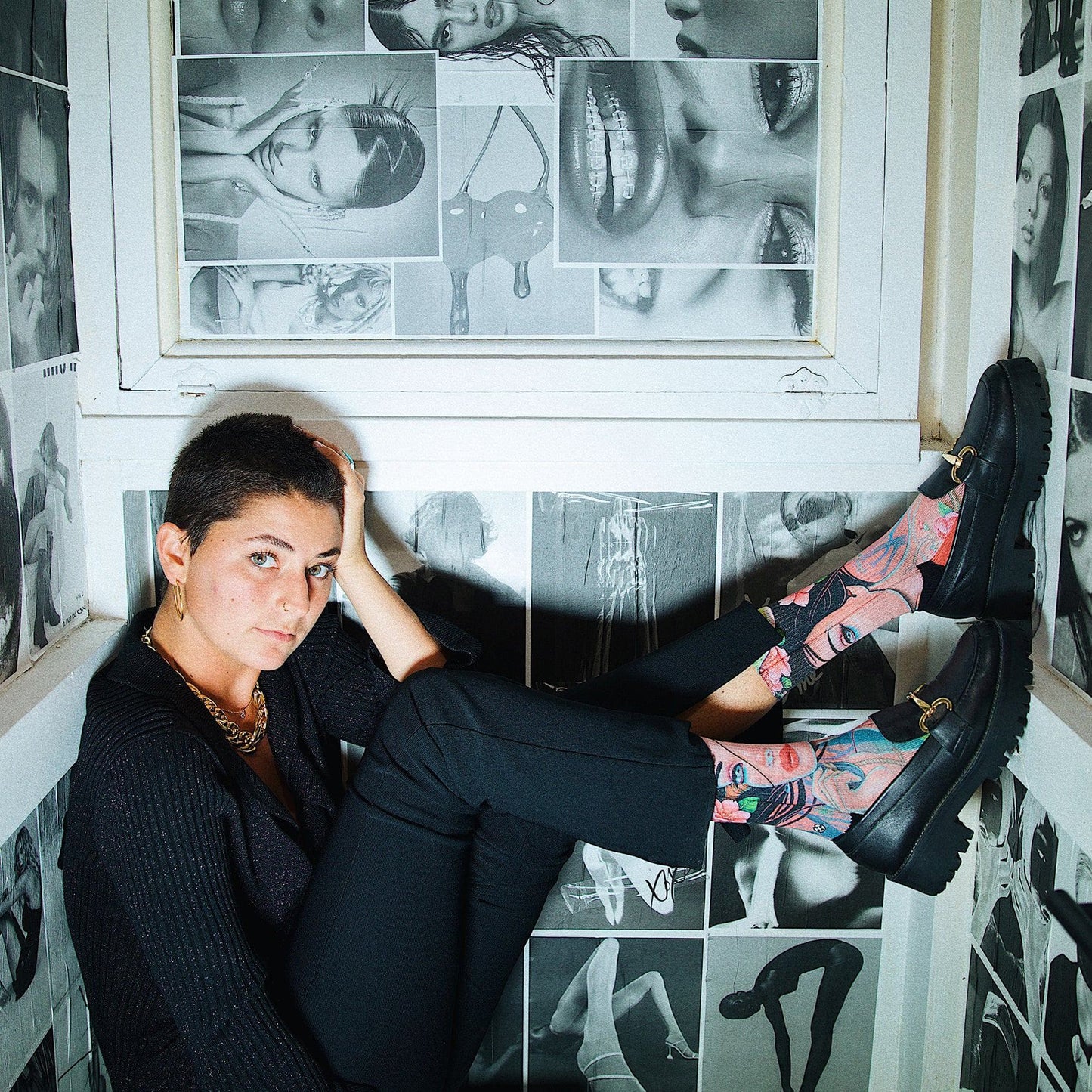Cherry Lane Crew Socks With Art By Caia Koopman