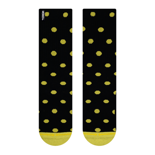 Bamboo Blend Black and Gold Polka Dots Crew Socks - by Spidey DeMontrond