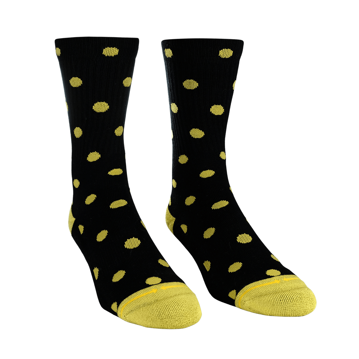 Bamboo Blend Black and Gold Polka Dots Crew Socks - by Spidey DeMontrond